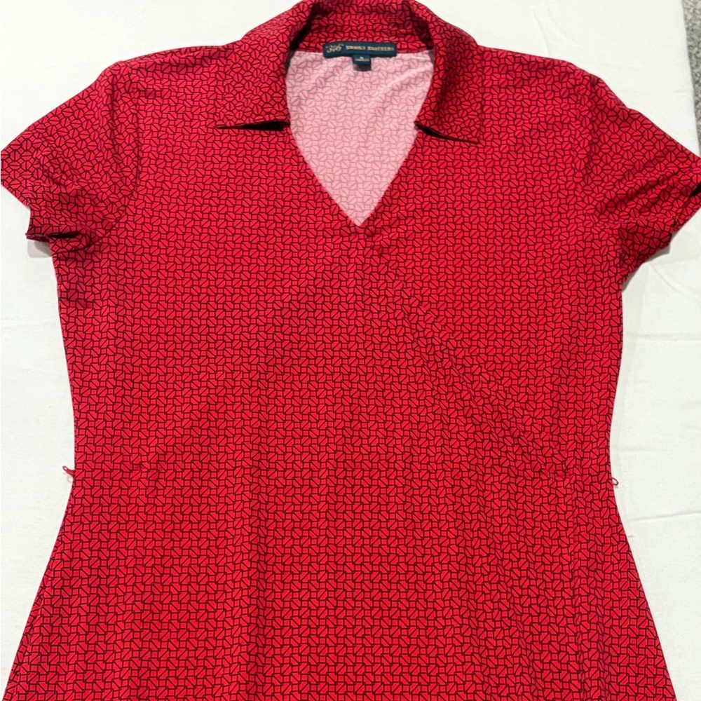 Brooks Brothers Red & Black Geometric Print Short Sleeve Dress Size 4